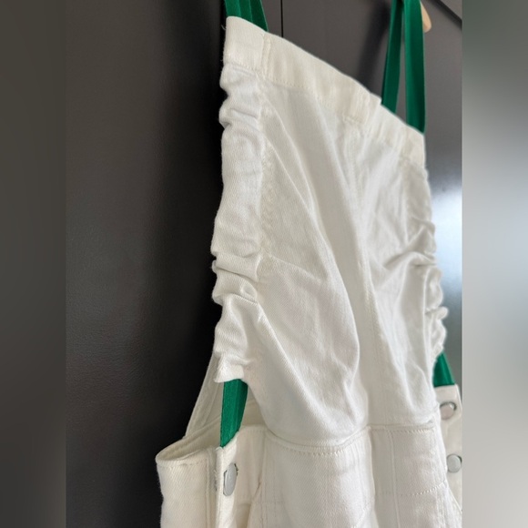 Anthropologie Pilcro Kenna Heritage White & Green Barrel Overalls • S • NWT - Picture 6 of 14